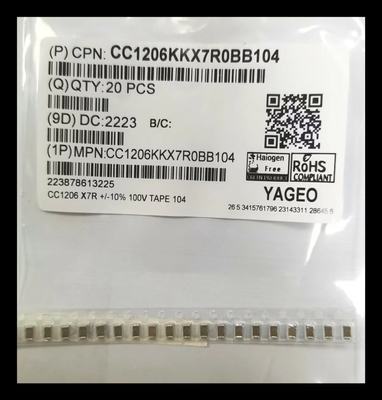 X7R 1206のコーティングの多層陶磁器のコンデンサーMLCC 104K/100V