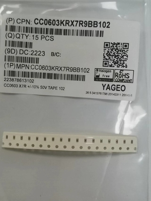 102K / 50V多層陶磁器のコンデンサー0603コーティングSMD X7R